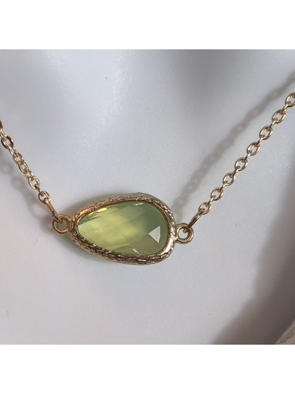 Dainty Gold & Green Chain Necklace